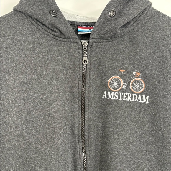 Amsterdam Y2K Bicycle Cycling grey long sleeve sweatshirt hoodie zip up medium - Picture 4 of 9